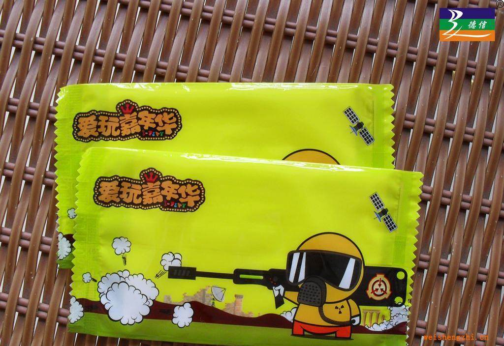 供應單片裝促銷濕巾，檸檬水果香味濕巾，牛奶香味濕巾，清潔濕巾