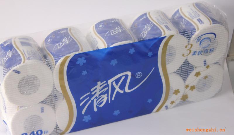 供應優質清風卷紙超級實惠裝清香130g三層卷紙240段/卷